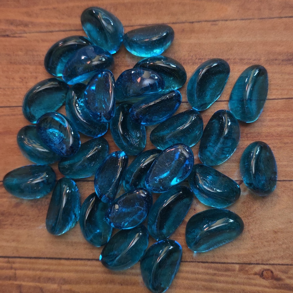 Blue Glass Stones 11-5/8 oz Decorative Fish Tank Vase Fillers - #2